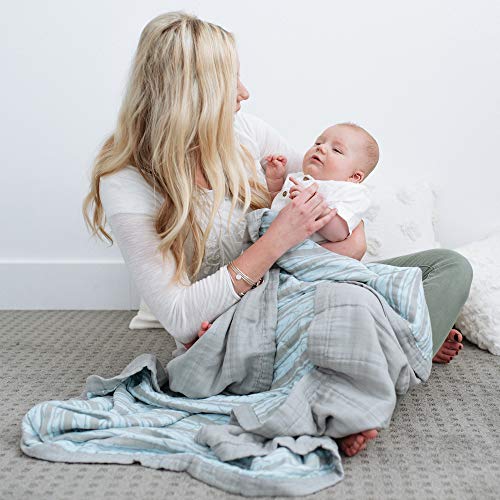 GRACED SOFT LUXURIESSoftest Large 4-Layer Bamboo Muslin Quilt Toddler Blanket, 47" x 47" Bamboo + Cotton Blanket, Woodland Morning