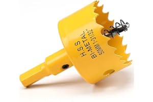 FASTDEPLE 50mm Hole Saw, HSS Bi-Metal Hole Cutter with Drill Bit, Heavy Duty Hole Saw for Wood, Plastic, Drywall, Fiberglass, Yellow