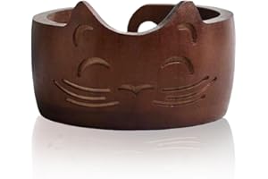 Hinourisha Ciotola per Filati in Legno, Porta Gomitolo in Legno a Forma di Gatto, Porta Gomitolo, Ciotola per Uncinetto per Maglieria Conservazione Accessori per Uncinetto Regali, 17 cm x 10 cm,A021