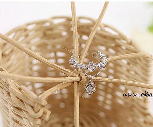 HOX Zircon Rhinestone Drop ear Bone Clip No ear Pierced Earrings Earrings Female Jewelry, Silver