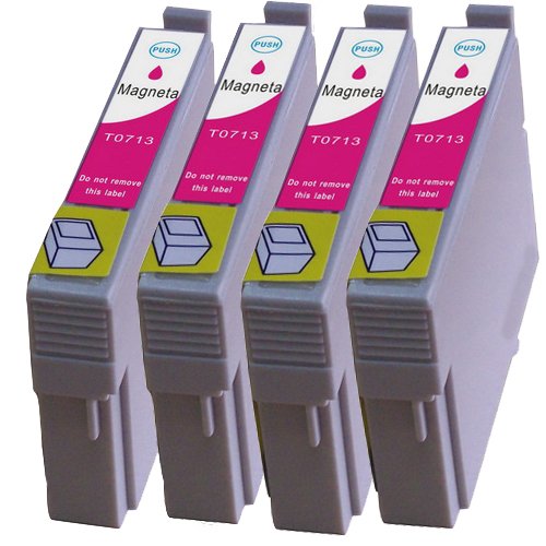 N.T.T.® 4x Stück XL Tintenpatronen kompatibel zu T713 M Magenta / Rot - SX115 D120 D78 D92 DX4000 DX4050 DX4400 DX4450 DX5000 DX5050 DX6000 DX6050 DX7000f DX7400 DX7450 DX8400 DX8450 DX9200 DX9400f B40w Office BX300F Office BX310fn Office BX510 Office BX600fn Office BX610fn Office BX610fw S20 S21 SX100 SX105 SX110 SX200 SX205 SX210 SX215 SX400 SX400wifi SX405 SX405wifi SX410 SX415 SX425 SX 510w SX515 SX515w SX600 fw SX610fw