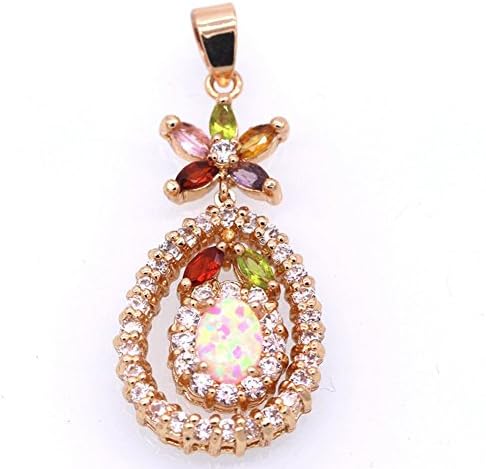 LOVE STUDIO,Artificial Organs Pendant Chain Ornament Oval Copper Plated Decorative Water Drop Pendant for Women (White)