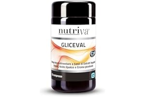 NUTRIVA Gliceval, Integratore Alimentare con Cannella, Banaba, Acido Lipoico, Cromo Picolinato, Mantenimento Livelli Normali di Glucosio nel Sangue, Controllo Fame Nervosa, 30 Compresse, Vegan