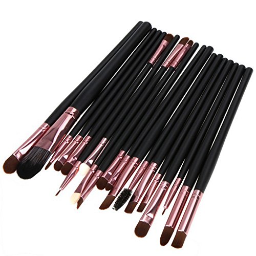 Eleacc 20tlg Make UP Pinsel Pinselset Schminkpinsel Kosmetikpinsel Kosmetik Brush Schwarz-Roasgelb - 8