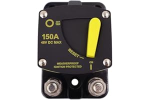 MOTTDAM Schutzschalter 50-300A Kfz Sicherung Leistungsschutzschalte,Manuelle Reset Sicherung,12-48V DC Automatische Sicherung Schalter für Motor Auto Marine Boat Bike Stereo Audio (150A)