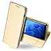 Produktbild OJBKase Galaxy A6 Plus 2018 Hülle, Premium Slim PU Leder Handy Schutzhülle [Standfunktion] Hülle/Cover/Brieftasche/Ledertasche Tasche Lederhülle Handyhülle für Samsung Galaxy A6 Plus 2018 (Gold)