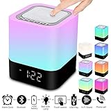 swonuk Enceinte Bluetooth Portable sans Fil Bluetooth Haut-Parleur avec Contrôle Tactile Multicolor Lampe de Chevet, Réveil, Lecteur MP3, Mains Libres