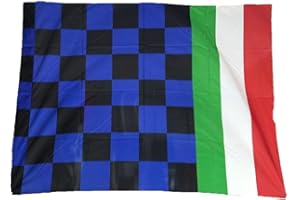 BROLLOGROUP Bandiera Stadio Gigante Nero Azzurro Tricolore 140x200 cm Bandiere Neroazzurre PS 03651