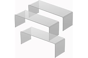 3R W Design 3units of 30x10*10cm Perspex Acrylic Back of Display Cabinet Stand Riser Shelf 4mm, Max Load 1.5kg/Stand