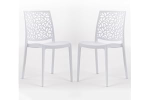 SIEDITI FUORI E DENTRO Sillas de resina moderna apilables de polipropileno con fibra de vidrio, para interior, cocina o comedor, exterior y jardín, sillas de restaurante y contract - Anna (2 Sillas, Blancas)