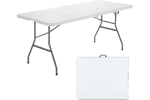 ‎COSTWAY COSTWAY Gartentisch klappbar 180x73cm, Buffettisch mit Tragegriff, Partytisch für 6 Personen, Campingtisch aus wetterfestem Kunststoff, Klapptisch für Garten, Terrasse und Balkon