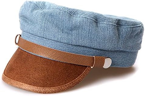 LOCOMO Boy Girl Cute Jeans Denim Fabric Vintage Army Cadet Flat Cap FBH006BLU