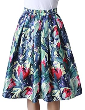 Mena UK Vintage vestito a forma di a-linea pieghettati Swing Midi anni '50 pieno gonne ( Colore : Venetian Safflower...