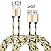 Produktbild Iphone Kabel, Auspisa 2PCS-3M Extra langer Schnur 8 Pin Blitz zu USB Aufladenkabel für iPhone SE / 7 / 7plus / 6 / 6s / 6 plus / 6s plus, 5c / 5s / 5, iPad Pro / Air / Mini, iPod Nano / Touch (Gold + Schwarz)