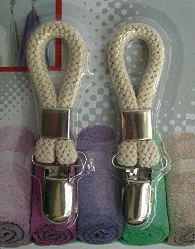 2 Geschirrtuch Clips – Tuch Aufhänger-Halter Klammern, geflochten, Loop Baumwolle