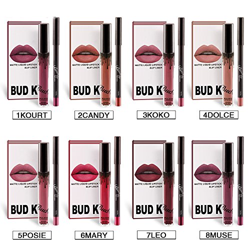 Shemrow, set di 8 pezzi di rossetti, rossetti liquidi opachi, matita per le labbra, lucidalabbra. Impermeabili 