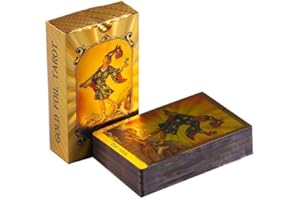 hardinox Gold Foil Tarot Deck, Gold Cards with 36 Page Guide Book, PVC, Waterproof
