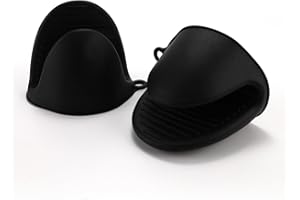 Manique de four en silicone épais PAIDASHU - Mini manique de four résistante à la chaleur - Pour la cuisson, la pâtisserie, le barbecue et le gril (Noir)