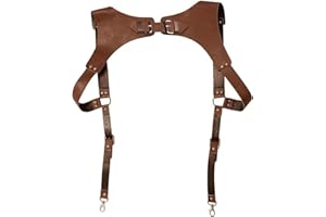 PENGXX Steampunk Rinascimento Bretelle In Pelle per Gli Uomini H Designs Vintage Uomo Indietro Supporto Imbracatura Ganci In Metallo Regolabile