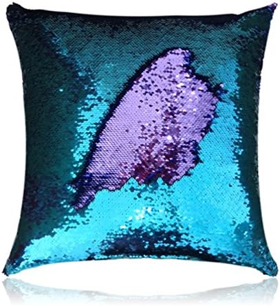 San Tungus 18"x18" Teal And Light Purple Mermaid Pillow Reversible Sequin Pillow that Changes Color Insert not Included