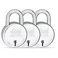 Link Locks Round 65MM_Double Locking Padlock (Silver, Pack of 3) Made in Aligarh, Stainless Steel
