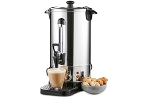 Geepas 10L Electric Catering Urn, 1650W Instant Hot Water Boiler Dispenser - Tea Urn Kettle Home Brewing Commercial Office Use with Keep Warm - Easy Pour Tap, Stainless Steel – 2 Year Warranty