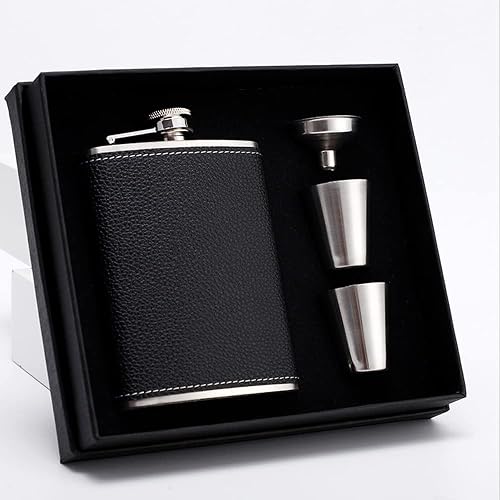 Flachmann 240 ml Geschenkset mit 2 Schnapsgläsern