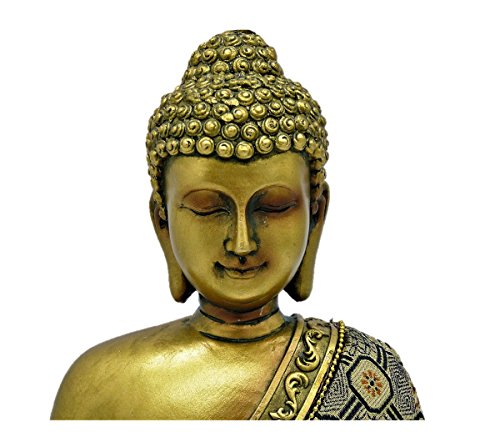Buddha im Lotussitz mit Stoffgewand Figur Gold 23 cm Buddhismus Feng Shui - 5