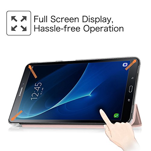 Fintie Samsung Galaxy Tab A 10.1 Hülle – Ultra Slim Superleicht Schutzhülle mit Lichtdurchlässig Rückseite Abdeckung Smart Cover Case Schutzhülle mit Auto Schlaf / Wach und Standfunktion für Samsung Galaxy Tab A 10,1 Zoll T580N / T585N Tablet (2016 Version), Roségold - 6