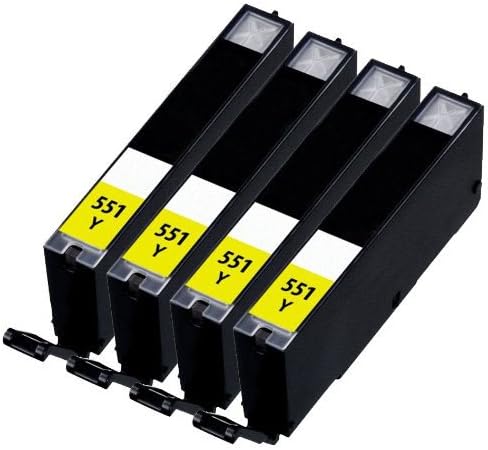 4 Yellow Compatible Canon CLI-551Y Printer Ink Cartridge for Canon Pixma iP7250, iP8750, iX6850, MG5450, MG5550, MG5650, MG6350, MG6450, MG6650, MG7150, MG7550, MX725, MX925