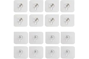 WYAN 16 Stück Klebe Schrauben,Transparenter Wasserdicht Wandhaken,Stanzfreier Schraubenhaken (8Pcs 8mm Schraubstange,8Pcs 16mm Schraubstange)