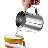 Milk Jug, Dailyart 350ml/12 fl.oz Stainless Steel Milk Cup Milk Frothing Pitcher Milk Pitcher for Making Latte Coffee Art, Ca