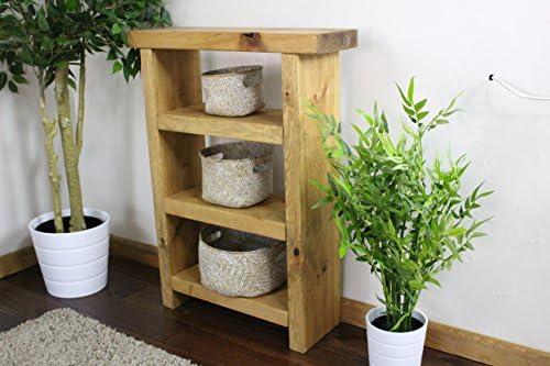 Solid Rustic Handmade Pine bookcase, shelf, finished in a Chunky Country Oak effect (s-bookcase) (Medium Oak)