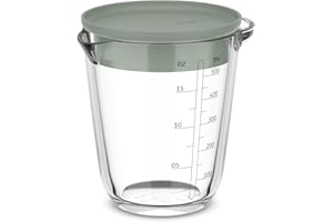 Mepal Szklany Dzbanek z Miarką i Pokrywką Chef it, Łatwa do Odczytania Skala, Bezpieczny w Mikrofalówce i Piekarniku, Nadaje się do Zmywarki, 500 ml, Nordic sage