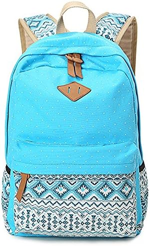 VADOOLL Women Fashion Polka Dot Backpack Teenage Girls Little Fresh Schoolbag Lightweight Large Capacity Rucksack Casual Daypack 28 x 12 x 42cm, Blue, One Size
