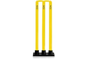 ND Sports Flexi Cricket Stumps - Rubber Base Cricket Wickets | Cricket Set | Junior & Senior Stumps | Springback Plastic Cricket Stumps Cricket Equipment Red Yellow