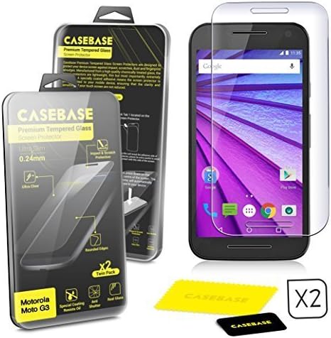 Casebase Premium Tempered Glass Screen Protector TWIN PACK for Moto G (3nd Gen) / MOTO G3