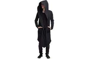 Beokeuioe Abrigo gótico vintage para hombre, capa steampunk, abrigo de invierno, gabardina, chaqueta de invierno, cortavientos con capucha, chaqueta steampunk, abrigo gótico