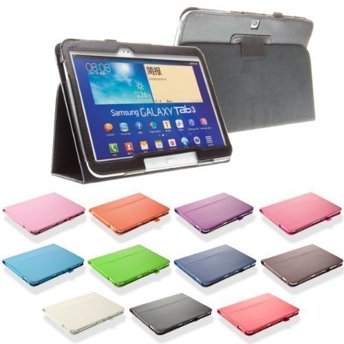 Design Tab3 10.1 Standtasche für SAMSUNG GALAXY TAB 3 P5200 P5210 P5220 Hülle Etui Tasche Case ULTRASLIM (Schwarz)