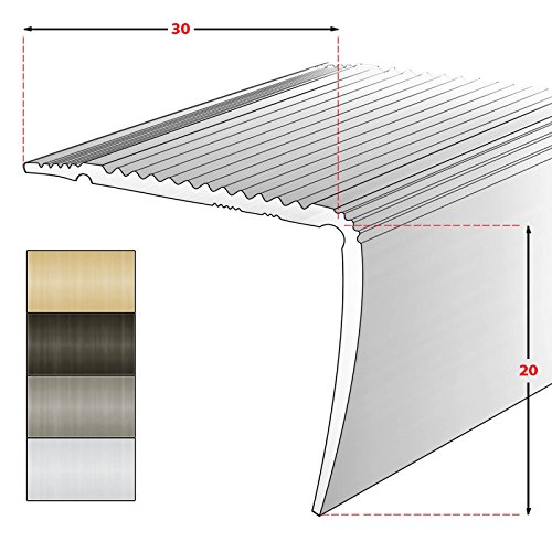 Alu Stufenkantenprofil Integral | L Form | selbstklebendes Treppen Profil | Breite 30 mm | eloxiert Silber | 134 cm - 4