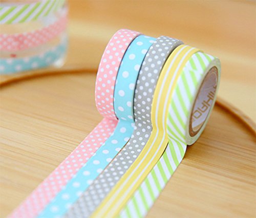 Cosanter 5PCS Cintas Adhesivas Sticky Washi Cinta Decorativa para el Arte DIY Variedad de Opciones