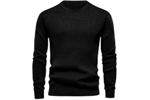 MakingDa Gaufré Sweatshirts Homme Pull Col Rond Manche Longue Uni Sweat Sportif Pullover Ado Doux Haut de Survetement Regular Fit Sport Mode Vintage