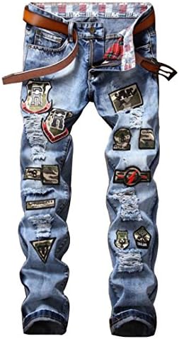 Tight Men's Clothing Damaged Harem Pants Men's Jacket Distressed Men's Riding Street wear Hip-hop Pants Slim Jeans 881 32