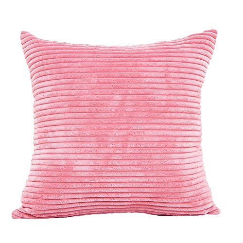 Plush outflower Solid Color Cushion Cover Stripe Pillowcase Canvas Simple and Stylish Bedroom/Living Room/Office/Car (45 * 45 cm &amp; # xFF09;, Rose, 45x45cm