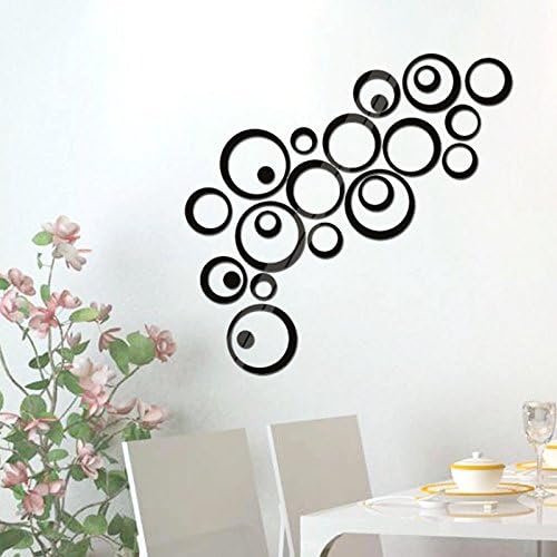 ETGtek(TM) 1set 3d Vinyl Art Wall Sticker Home Decor Fashionable Modern Design Acrylic Mirror Wall Stickers(Black)