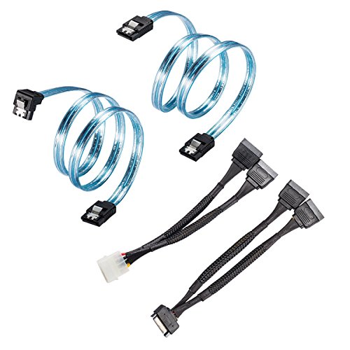 Zheino SATA3.0 Kable 1x 4 Pin zu Dual 15 Pin SATA Power Splitter Kabel, 1x 15 Pin auf Dual 15 Pin SATA Power Splitter Kabel, 2x SATA Datenkabel