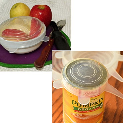 Anpro 7 Stück Silikondeckel Dehnbare Frischhalte Deckel Verschiedenen Größen Silikon deckel Set für Gemüse, Becher, Töpfe, Tassen, Obst - 5