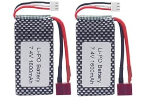 ZYGY 2PCS 7.4V 1600mAh T-head high-rate lithium battery for 9125 25-DJ02 S920 S921 1:10 high-speed off-road vehicle accessory battery