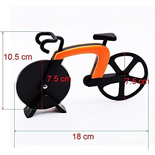 DORSION Fahrrad Pizzaschneider Edelstahl-Fahrrad-Pizza-Schneidrad（Orange & Black） (1PCS) - 3