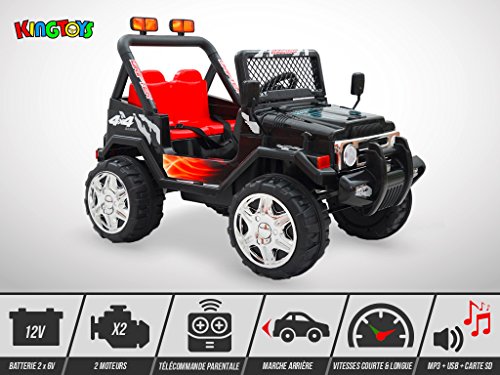 Coche eléctrico infantil Kingtoys - 4 x 4 Mountain 70 W - negro
